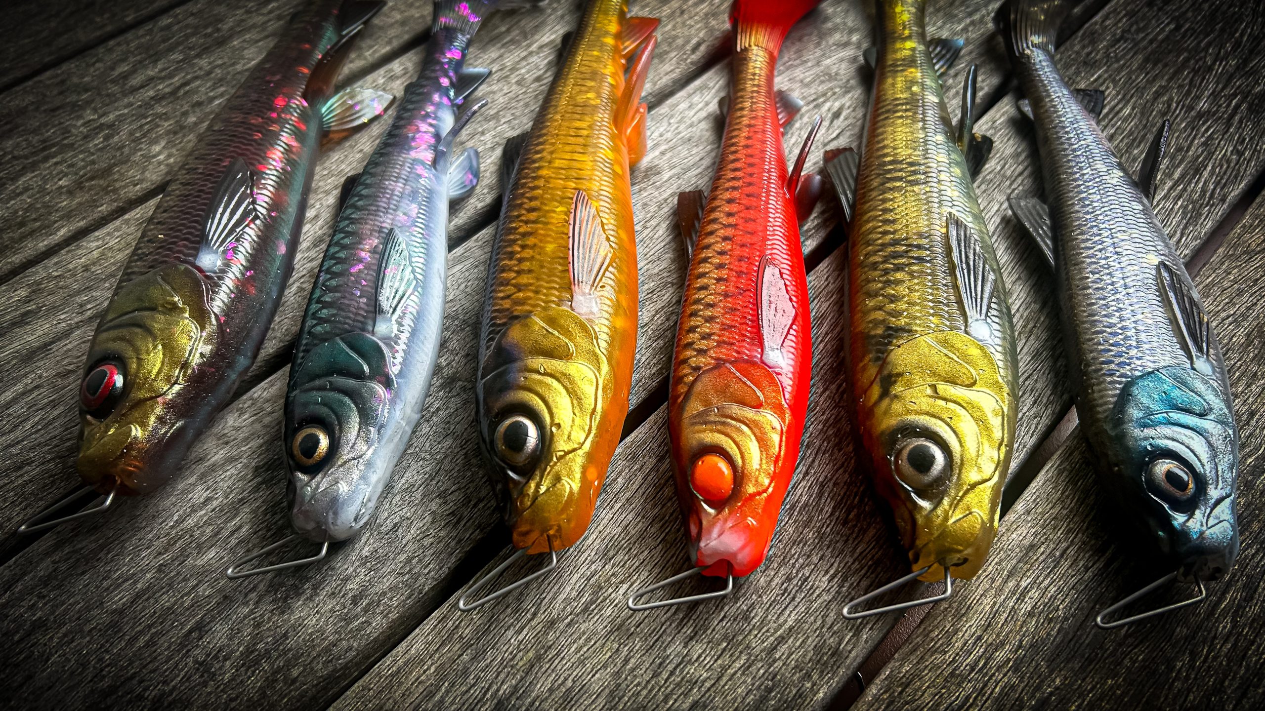 savage gear white fish shads rigged with pikecraft fishing the system